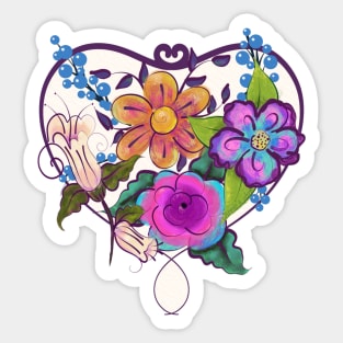 Floral Heart | Cherie's Art Original (c)2020 Sticker